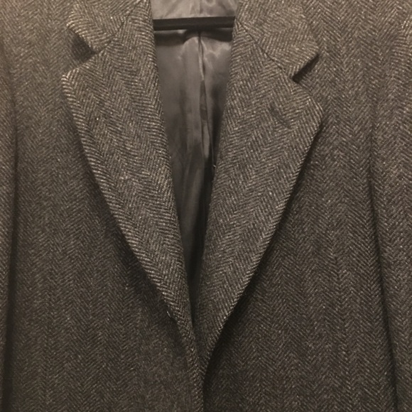 Vintage 42R 100% Wool Herringbone Overcoat - Picture 6 of 6